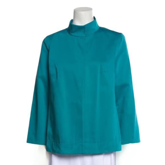 Lafayette 148 New York Teal Swing Jacket XXL 100% Cotton Stand Collar - Picture 1 of 6